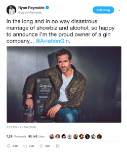 Ryan Reynolds gin tweet